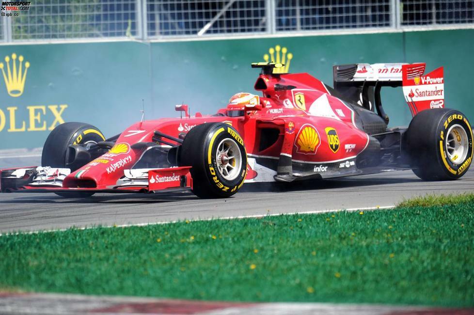 Weiter hinten fällt Kimi Räikkönen nur auf, wenn er sich dreht. Dass er seinen peinlich anmutenden Trainings-Dreher in der Spitzkehre am Rennsonntag detailgetreu wiederholt, spricht Bände über die derzeitige Form des ehemaligen Weltmeisters. Der 