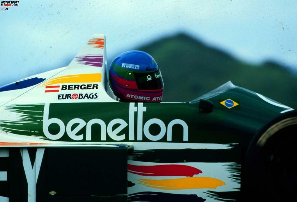 1986: Bergers drittes Formel-1-Jahr und bereits das dritte Team: Der Österreicher startet für Benetton. Im Heck verrichtet auch diesmal wieder ein BMW-Motor seinen Dienst.