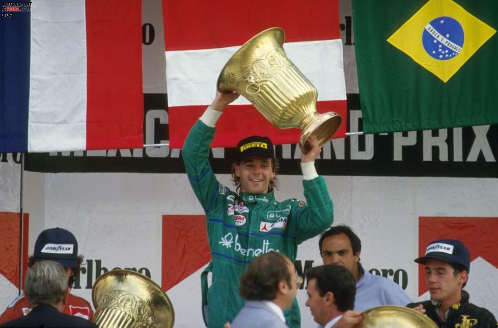 ... feiert beim 35. Grand-Prix-Start seinen ersten Sieg. Der amtierende Weltmeister Alain Prost muss sich auf dem Weg zu seinem zweiten WM-Titel mit Platz zwei, der aufstrebene Lotus-Held Ayrton Senna mit Platz drei begnügen. Nach seinem Premierensieg fällt Berger beim Saisonfinale 1986 in Adelaide aus, bevor er nach WM-Rang sieben erneut das Team wechselt.