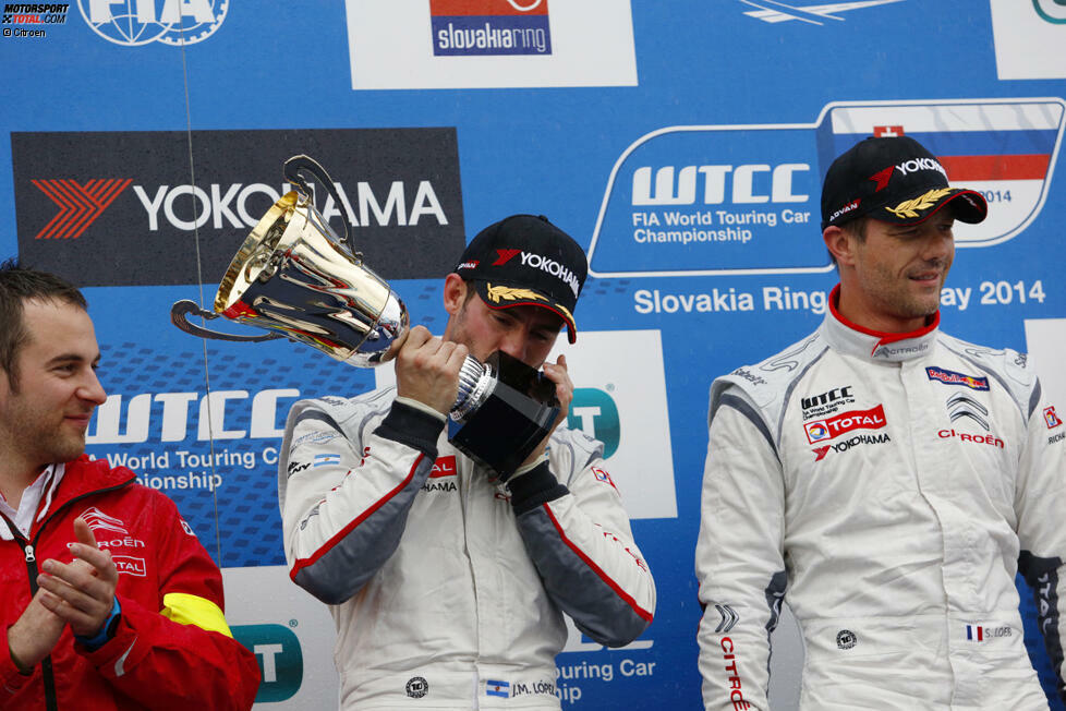 11. Mai 2014: Auch am Slovakiaring sieht Jose-Maria Lopez beim Sieg von Loeb die Zielflagge als Zweiter. Praktisch: Seine Verfolger erleben eine Saison mit Höhen und Tiefen, nehmen sich gegenseitig Punkte weg. So kann Lopez seinen Vorsprung weiter ausbauen.