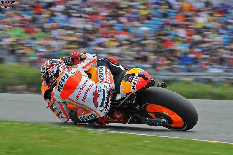 Durch das Verletzungspech von Lorenzo und Pedrosa fuhr Marquez am Sachsenring entspannt zum Sieg und machte 25 Punkte auf seine Landsmänner gut