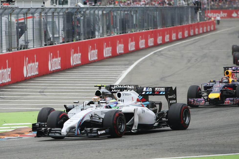 Kevin Magnussen und Felipe Massa kommen sich am Start gefährlich nahe - zu nahe. 