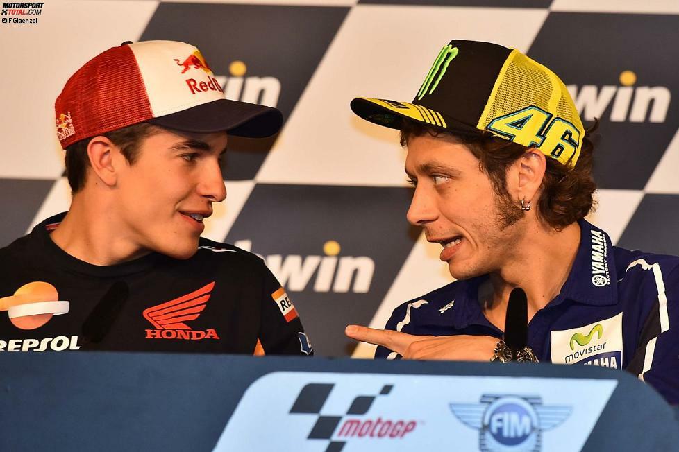 Bei der Pressekonferenz am Donnerstag stand Reifenlieferant Bridgestone im Fokus. Die Japaner ziehen sich Ende 2015 aus der MotoGP zurück. Marquez und Altmeister Valentino Rossi reagierten überrascht auf diese Nachricht.