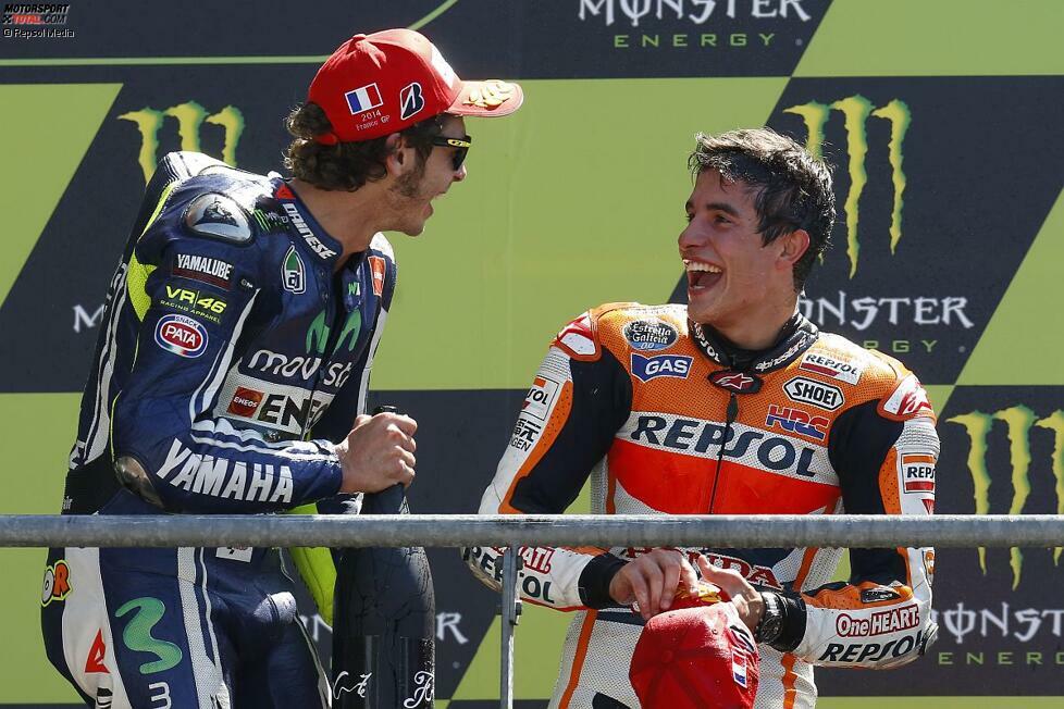 Die beiden verstehen sich: Rossi und Marquez waren bereits vor dem Rennwochenende bester Laune, während der drei Tage haben sie diese offenbar auch nicht verloren.