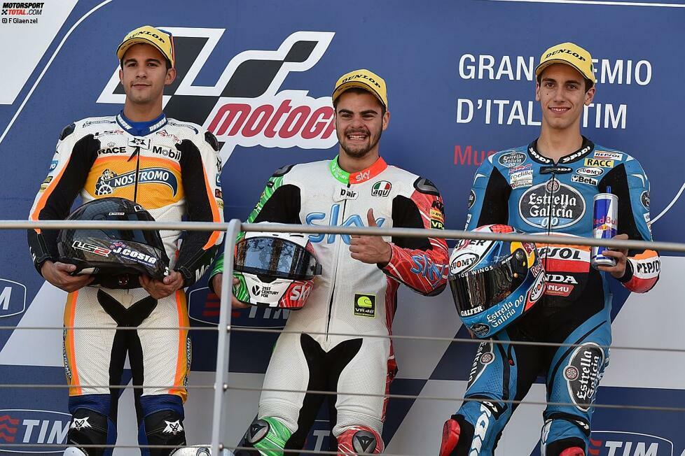 Sieger Fenati verkürzt in der Fahrerwertung auf fünf Punkte Rückstand. Der VR46-Pilot gewinnt in Mugello sein drittes Saisonrennen. Bereits in Las Termas und Jerez kassierte der Italiener jeweils 25 Punkte.