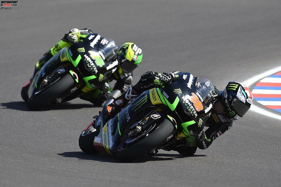 Das Tech-3-Yamaha-Duo kann nicht im Spitzenfeld mitkämpfen. Bradley Smith setzt sich schließlich gegen Pol Espargaro durch und wird Siebter.