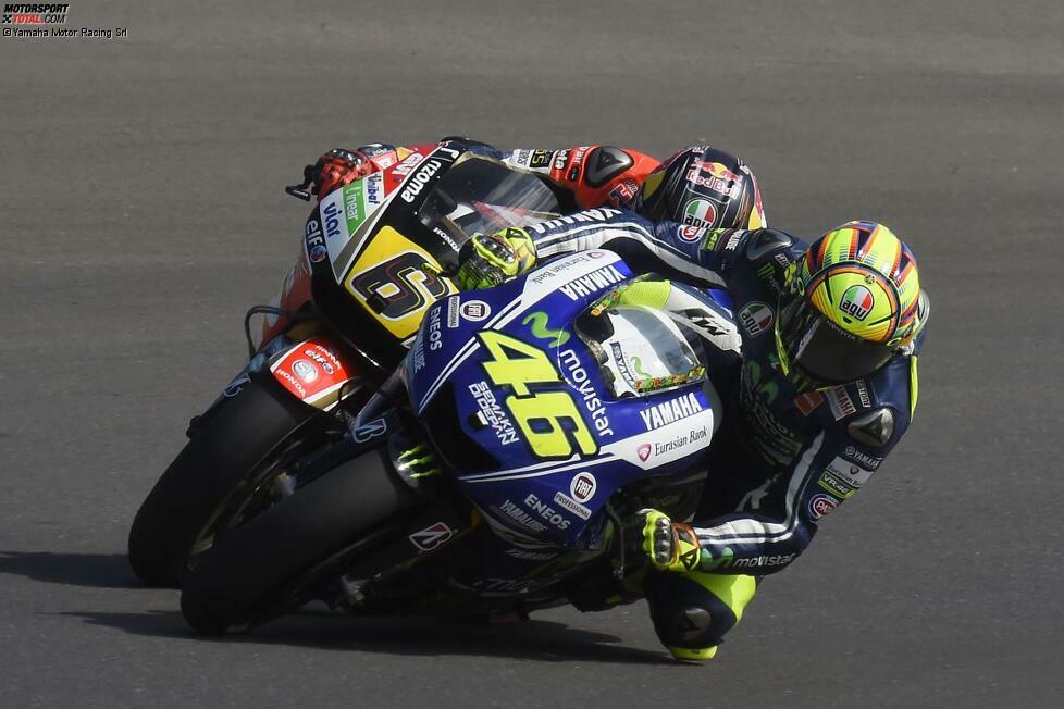 Für Valentino Rossi wird es wieder einmal ein vierter Platz. Speziell in der ersten Rennhälfte lieferte er sich ein enges Duell mit Stefan Bradl. 
