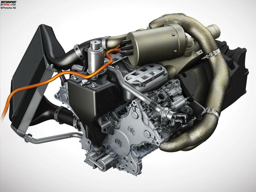 Performance und Effizienz: Ein V4-Zylindermotor mit Benzin-Direkteinspritzung, Turboaufladung und Abgasenergie-Rückgewinnungssystem für den Porsche 919 Hybrid.