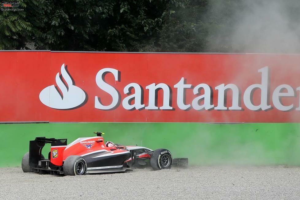 In der sechsten Runde der erste von zwei Ausfällen, als Max Chilton (Marussia) in der Variante della Roggia die Segel streicht. 