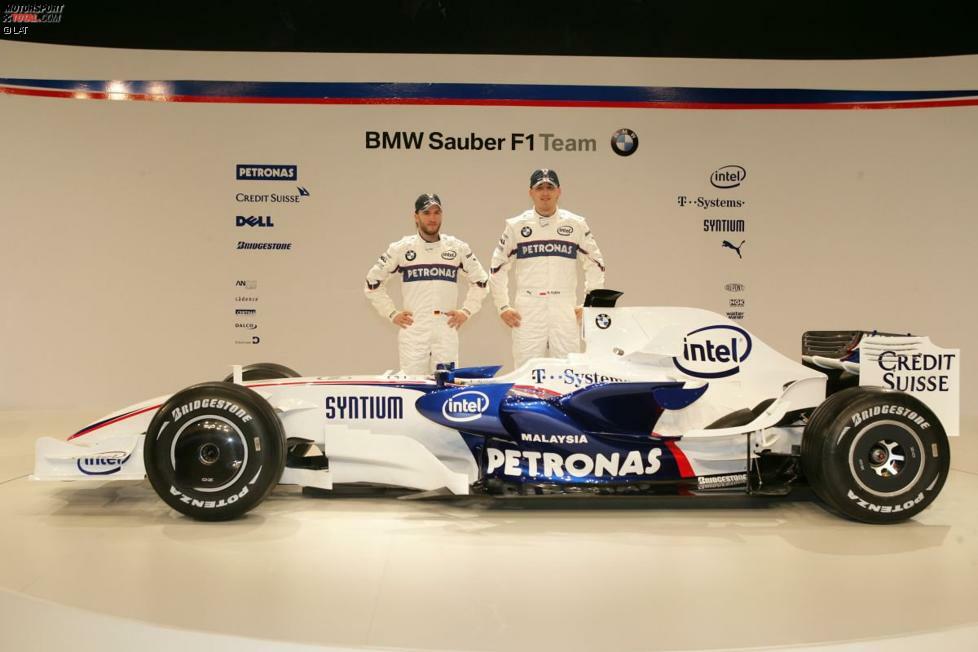 2008: Robert Kubica und Nick Heidfeld bleiben dem Team erhalten. Mit dem F1.08 gewinnt Kubica den Grand Prix von Kanada - bis heute der einzige Sieg in der Sauber-Historie. Zusammen holen Kubica und Heidfeld in der Saison 2008 elf Podestplätze und hinter Ferrari und McLaren Rang drei hinter Konstrukteurswertung.