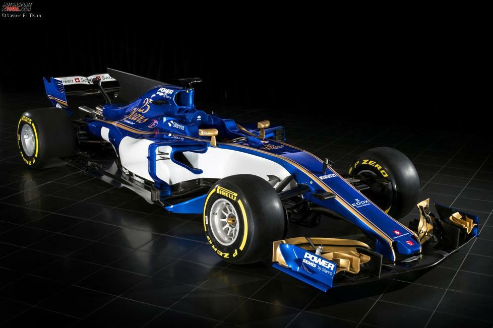 2017: Das Blau bleibt, die gelbe Farbe verschwindet mit dem Abgang von Felipe Nasr vom Auto und wird durch Weiß und Gold ersetzt. Mit diesem Boliden sollen Marcus Ericsson und Pascal Wehrlein für einen Aufschwung bei Sauber sorgen.