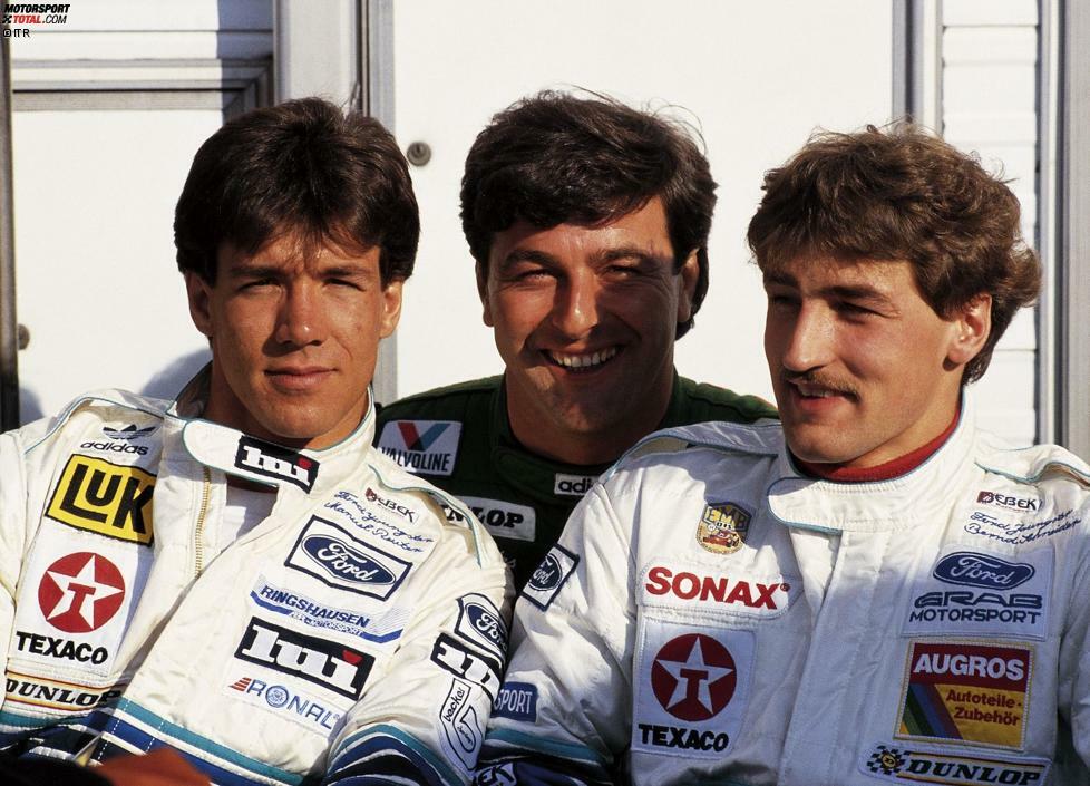 Hätten Sie diese jungen Männer erkannt? Es sind die späteren DTM- und ITC-Champions Manuel Reuter (links) und Bernd Schneider (rechts), gemeinsam mit Walter Mertes. Richtig erkannt! In den Anfangsjahren der DTM ist Schneider noch nicht bei Mercedes, sondern Ford-Junior.
