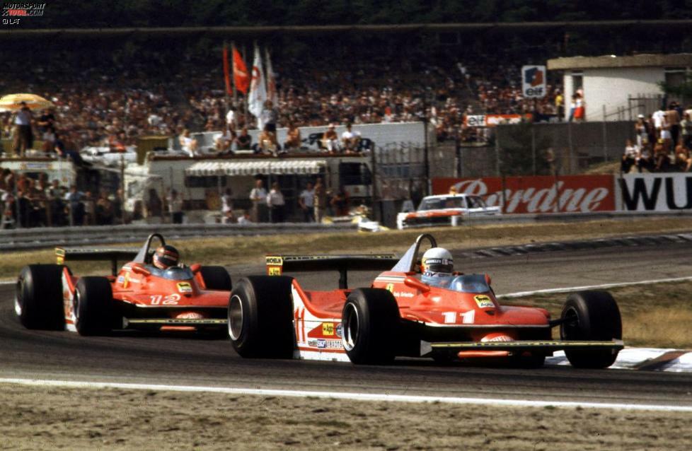 1979: Ein Jahr nach dem tragischen Ende des Lotus-Titelduells sind es die Ferrari-Teamkollegen Jody Scheckter und Gilles Villeneuve, die den WM-Titel unter sich ausmachen. Beide gewinnen je drei Rennen. In den entscheidenden Momenten aber beugt sich der Kanadier Villeneuve der Teamorder zugunsten des Südafrikaners Scheckter. Dieser holt sich mit vier Punkten Vorsprung den Titel.