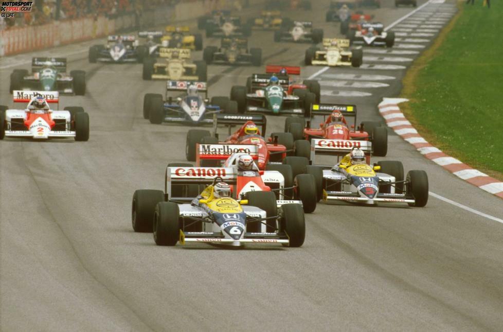 1986: Die Williams-Teamkollegen Nelson Piquet und Nigel Mansell bestimmen die Saison, gewinnen zusammen neun von 16 Rennen. Doch nach dem Saisonfinale in Adelaide ist McLaren-Pilot Alain Prost der lachende Dritte. Mansell verliert seine Titelchance beim Finalrennen durch einen spektakulären Reifenplatzer, Piquet durch einen daraus resultierenden zusätzlichen Sicherheitsstopp.