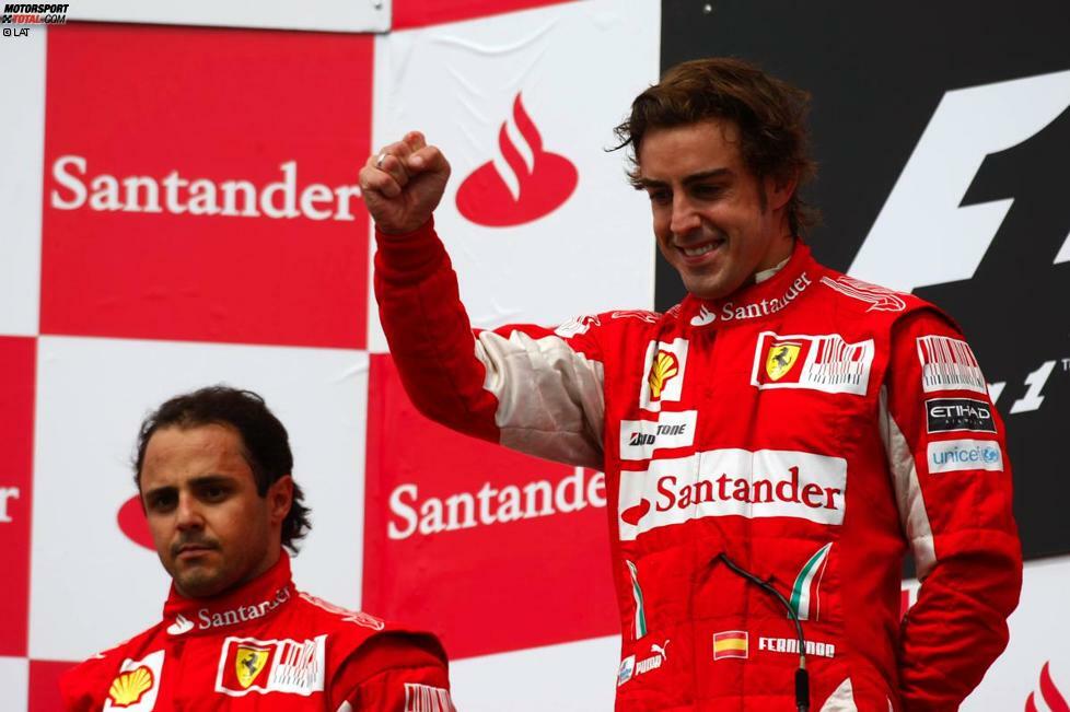 2010 sorgt Ferrari mit einer damals noch verbotenen Teamorder für Negativ-Schlagzeilen. Widerwillig befolgt Felipe Massa die Ansage 