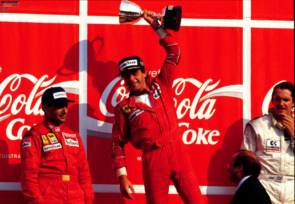 Der Ferrari-Doppelerfolg von 1988 mutet an wie ein italienisches Wunder. Gerhard Bergers und Michele Alboretos Coup ist der einzige Sieg der Saison, den die komplett dominanten McLaren-Stars Alain Prost und Ayrton Senna nicht einheimsen. Der 