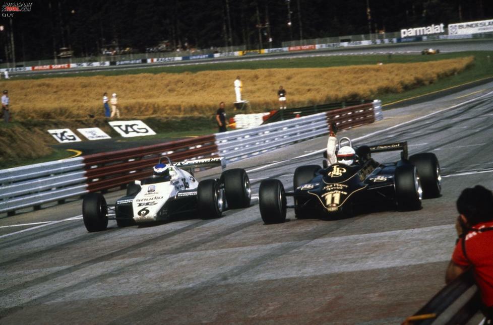 Einen der knappsten Zieleinläufe der Formel-1-Geschichte gibt es 1982 in Spielberg. Elio de Angelis feiert im Lotus den ersten Sieg seiner Karriere, 0,125 Sekunden vor Keke Rosberg.
