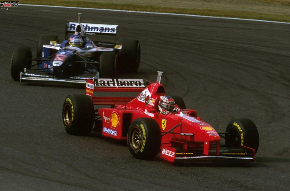 1997 ist Suzuka das vorletzte Rennen im Kalender. Michael Schumacher (Ferrari) holt sich den Sieg, verspielt die Chance auf den WM-Titel aber beim Saisonfinale in Jerez, als er versucht, WM-Gegner Jacques Villeneuve (Williams) abzuschießen und dabei selbst ausfällt.