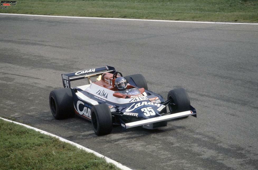 Daran konnte auch der Hart-Turbomotor im Heck des Toleman TG181 nichts ändern. Im Bild zu sehen ist Brian Henton auf dem Weg zum zehnten Platz beim Großen Preis von Italien 1981 in Monza.