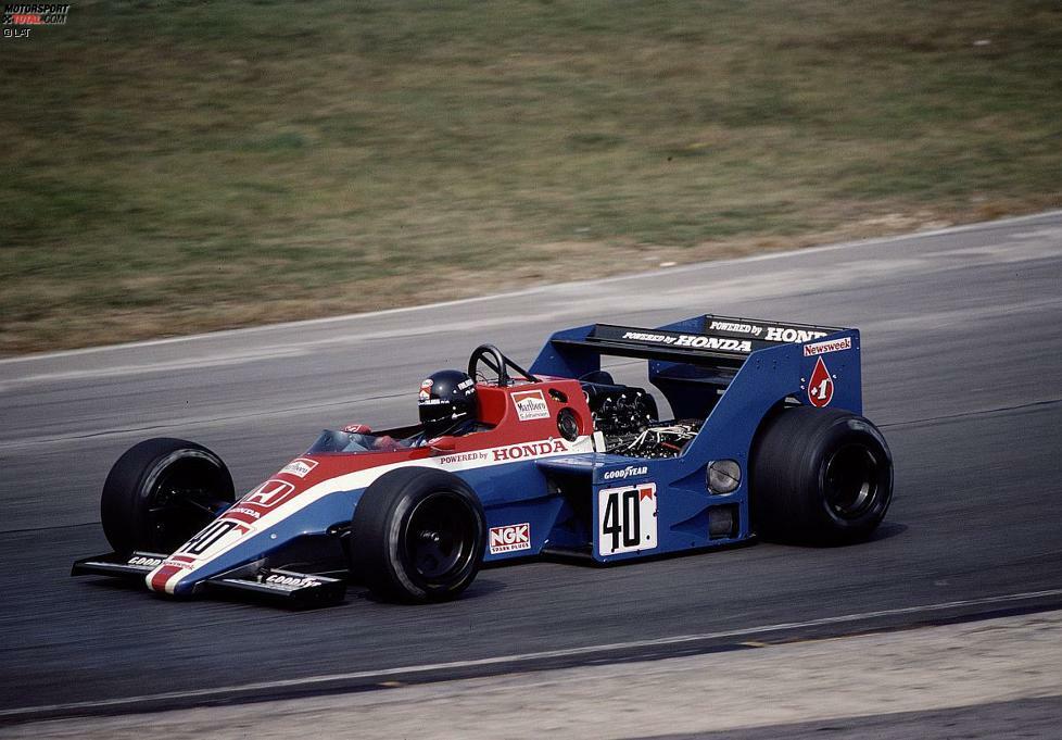 Ab 1983 mischte auch Honda mit bei den Turbomotoren. Zunächst setzte der Spirit-Rennstall diese Aggregate ein, wie hier beim Großen Preis von Europa in Brands Hatch im Spirit 201. Stefan Johansson belegte damit den 14. Platz.
