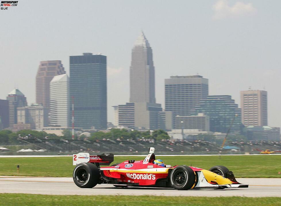 Sebastien Bourdais (geboren am 28.02.1979 in Le Mans) feiert seine größten Erfolge in den USA (hier Cleveland 2004). Im Newman/Haas-Team gewinnt er von 2004 bis 2007 viermal in Folge den ChampCar-Titel. 