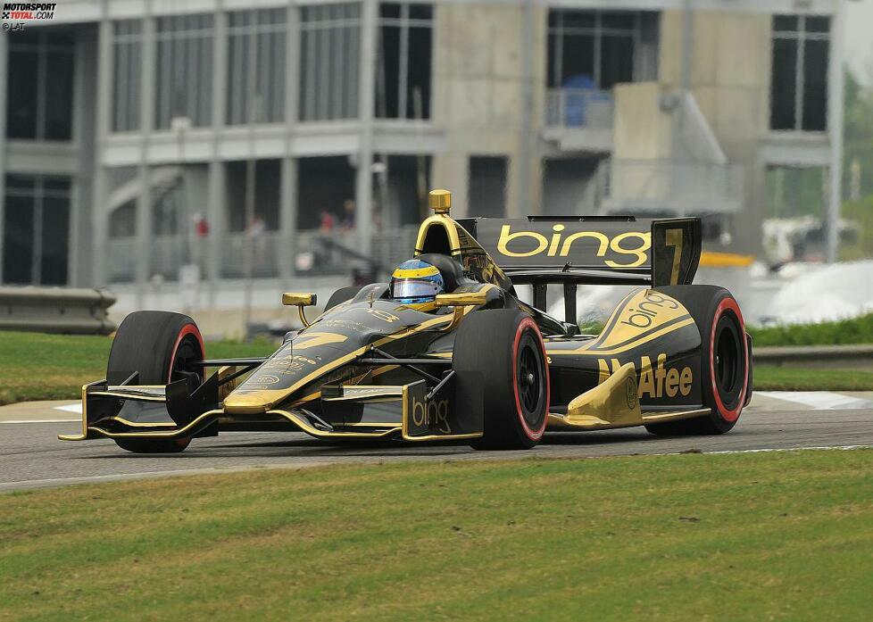 2012 erfolgt der Wechsel ins Dragon-Team von Jay Penske. Mit den hoffnungslos unterlegenen Lotus-Motoren gelingt ihm in Barber (Bild) ein achtbarer neunter Platz. Nach dem Wechsel zu Chevy-Power wird er Vierter in Mid-Ohio.
