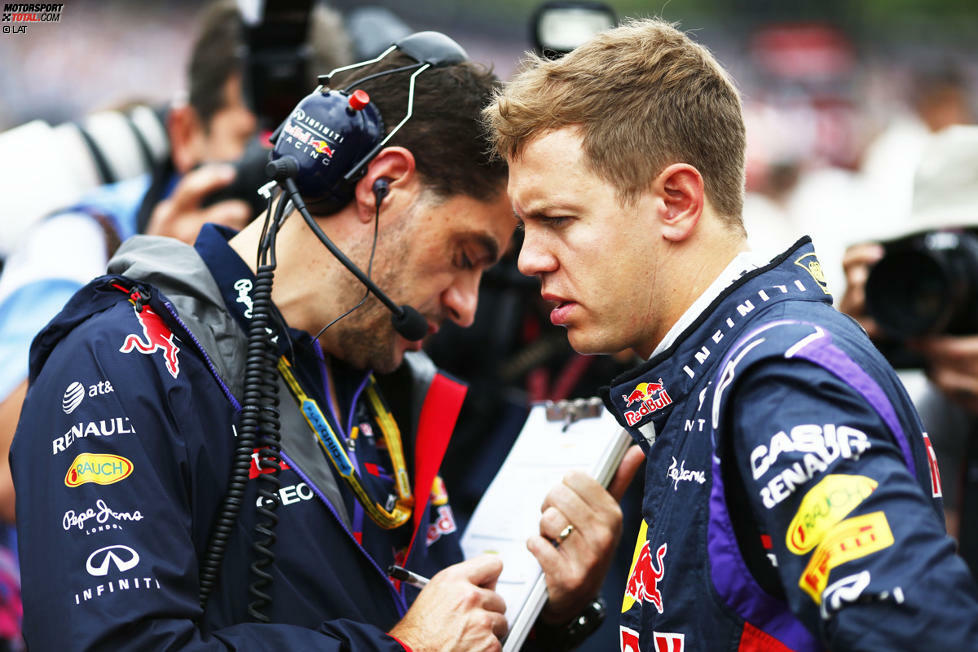27. August 2014: Red Bull befördert Guillaume Rocquelin ab 2015 zum leitenden Renningenieur für beide Autos. Vettel verliert damit seinen langjährigen Vertrauten am Kommandostand, der in Abu Dhabi 2010 durch den legendären Ausruf 