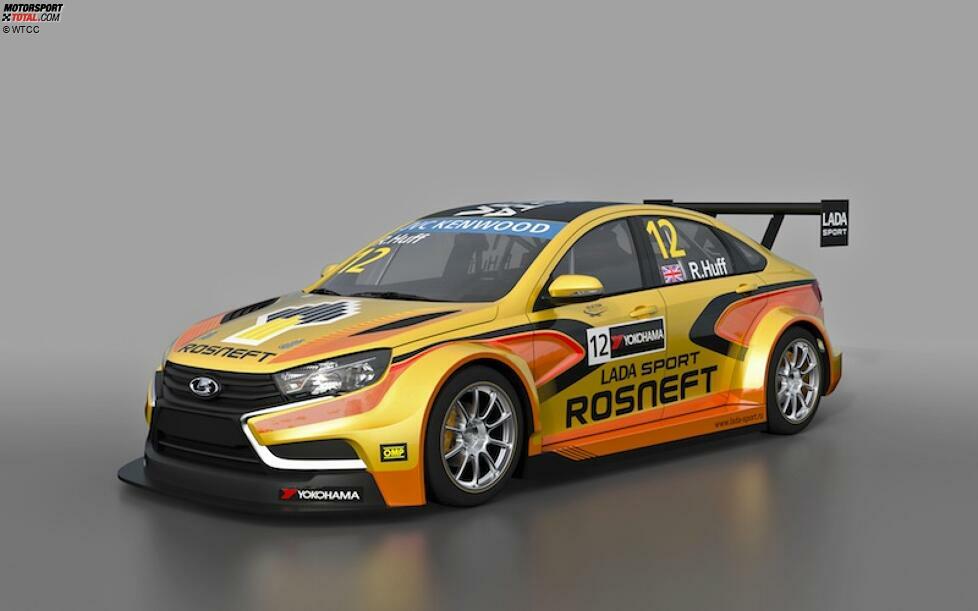 Im Januar 2015 zeigt Lada seine neuen WTCC-Farben: Goldgelb ist die Kolorierung, mit der das Vesta-Modell im März sein erstes Rennen bestreiten soll.