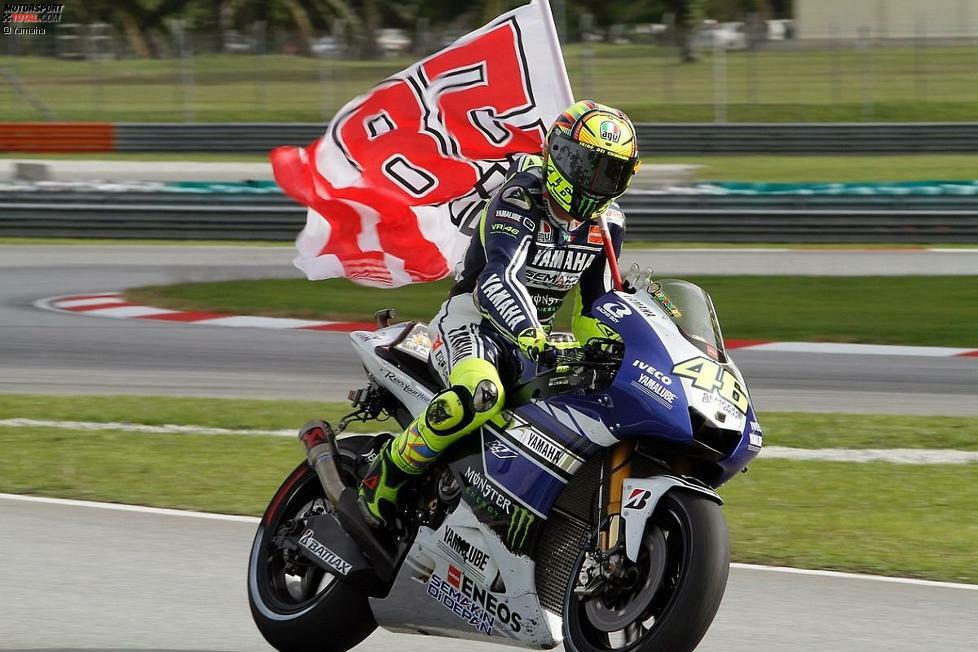 Nach einem weiteren vierten Platz beim Rennen in Sepang erinnerte Rossi in der Auslaufrunde an den vor zwei Jahren verstorbenen Marco Simoncelli.