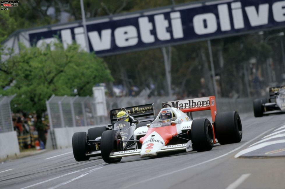 Im Jahr 1986 platzt Nigel Mansells Reifen und damit auch seine Titelhoffnung. Der lachende Sieger ist Alain Prost, der sich die Weltmeisterschaft mit einem hauchdünnen Vorsprung von zwei Punkten sichert.