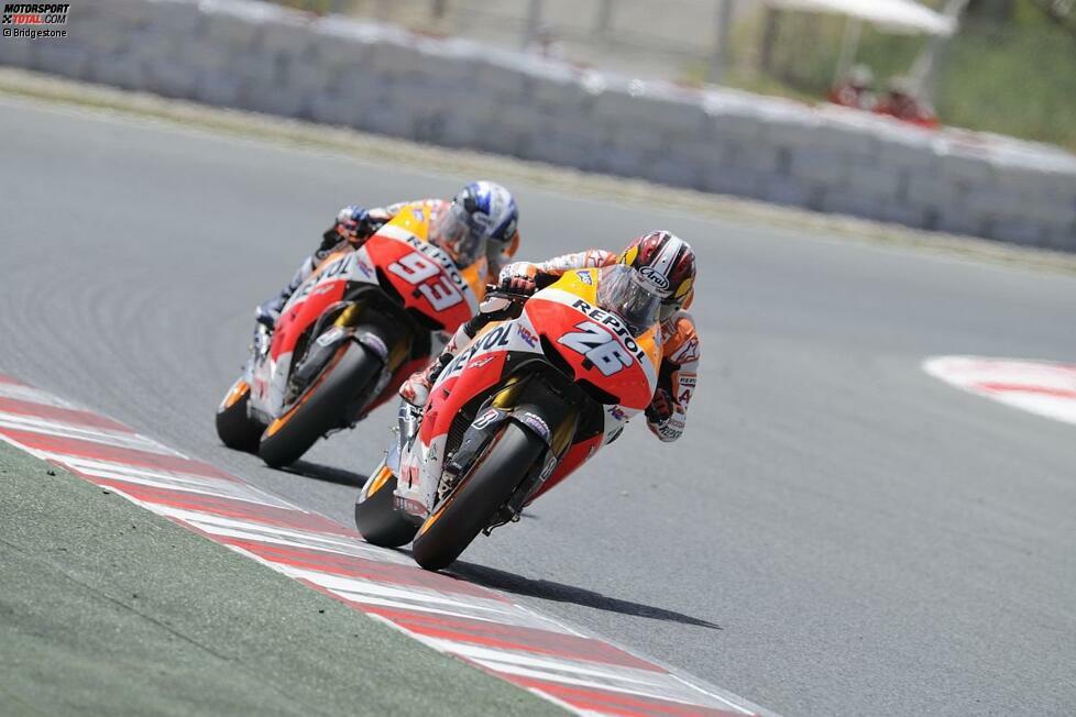 In Barcelona duellierten sich Pedrosa und Marquez erneut um Platz zwei. Der Rookie konnte in der Schlussphase eine Kollision nur knapp vermeiden. Pedrosa holte einen weiteren zweiten Platz und bekam von den Attacken seines Teamkollegen während des Rennens nichts mit.