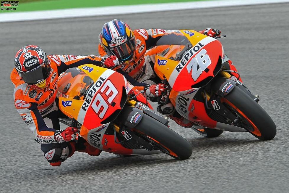 Auch in Misano war nicht mehr als ein dritter Platz drin: Lorenzo zog mit dem neuen Seamless-Getriebe davon und Marquez behielt im Honda-Duell die Oberhand.