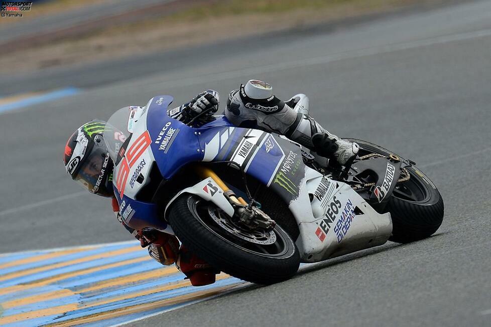 Beim Regenrennen in Le Mans fuhr Lorenzo ein schwaches Rennen und hatte mit dem Geschehen an der Spitze nichts zu tun. Im Vorjahr kontrollierte der Yamaha-Werkspilot das Rennen bei ähnlichen Bedingungen. Für Platz sieben erhielt Lorenzo neun magere Punkte, während Pedrosa und Marquez auf dem Podium standen.