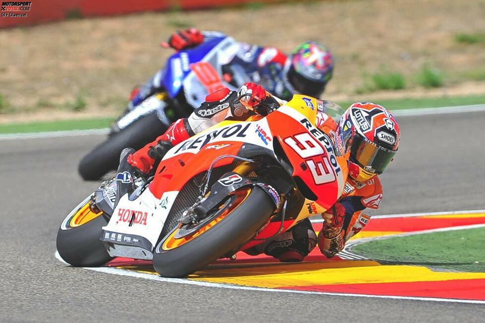 Rückschlag in Aragon: WM-Leader Marquez gewann das Rennen und vergrößerte damit seinen Vorsprung in der Fahrerwertung auf 39 Punkte bei noch vier zu fahrenden Rennen.
