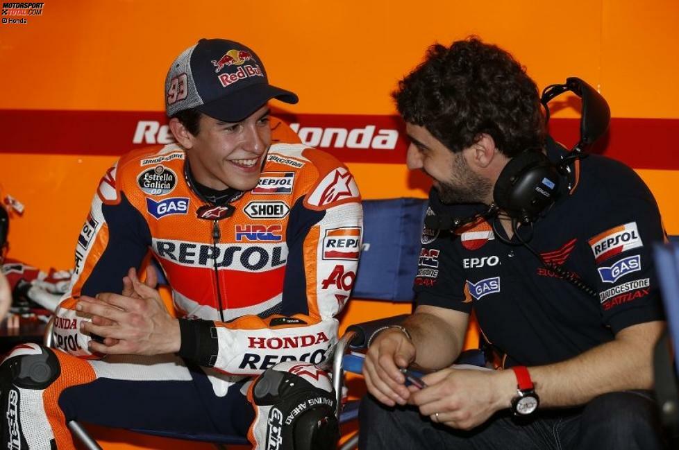 Rookie Marc Marquez nahm mit Crewchief Santi Hernandez Anfang Februar in Malaysia die Testarbeit auf. Da der Honda-Werkspilot bereits vor der Winterpause bei einem privaten Test auf dem Sepang International Circuit fuhr, konnte er beim Vorsaisontest von Beginn an gute Rundenzeiten fahren.