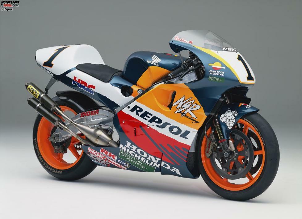 Honda NSR500 (Jahrgang 1997): über 185 PS Leistung - 130 Kilogramm - 32 Liter Kraftstoff - Fahrer: Mick Doohan (Weltmeister), Alex Criville (WM-Vierter)