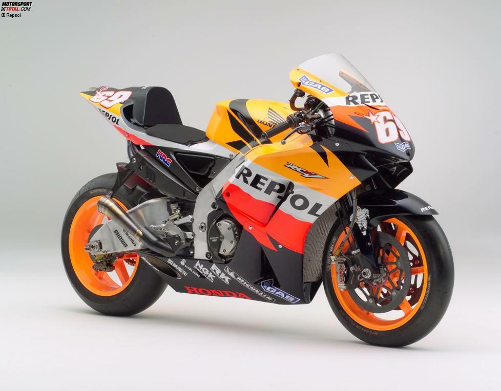 Honda RC211V (Jahrgang 2006): über 240 PS Leistung - 148 Kilogramm - 22 Liter Kraftstoff - Fahrer: Nicky Hayden (Weltmeister), Dani Pedrosa (WM-Fünfter)