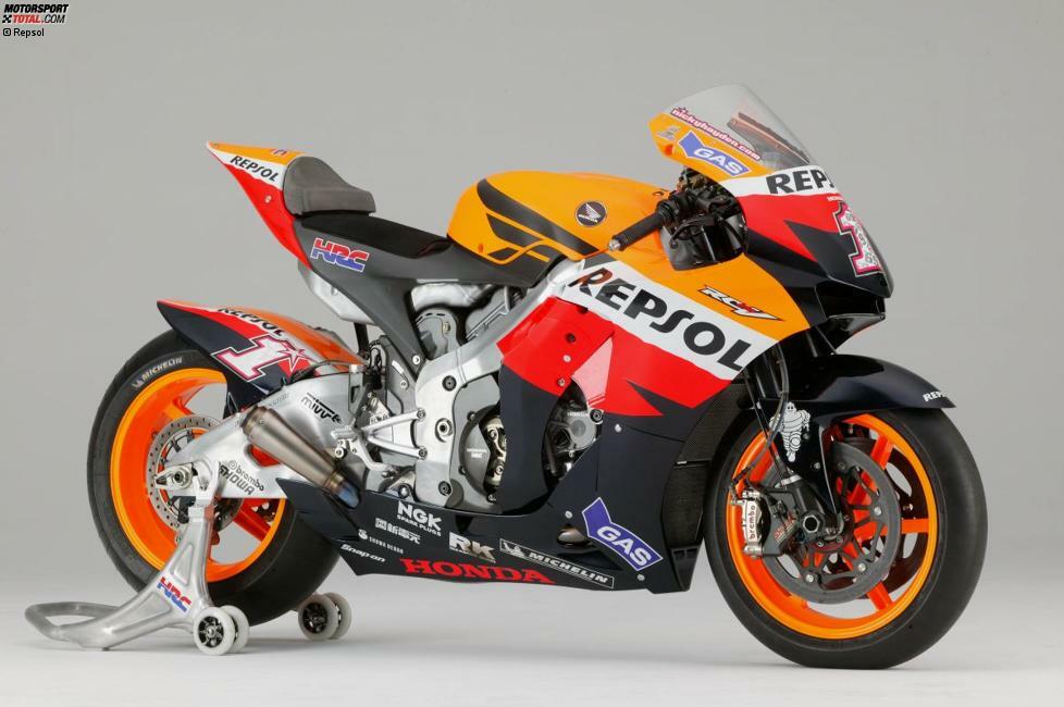 Honda RC212V (Jahrgang 2007): über 210 PS Leistung - 148 Kilogramm - 21 Liter Kraftstoff - Fahrer: Dani Pedrosa (Vizeweltmeister), Nicky Hayden (WM-Achter)