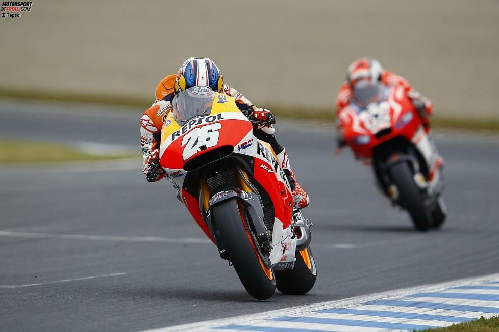 Dani Pedrosa fährt nur hinterher und schnappt sich noch den vierten Platz von Ducati-Pilot Andrea Dovizioso.