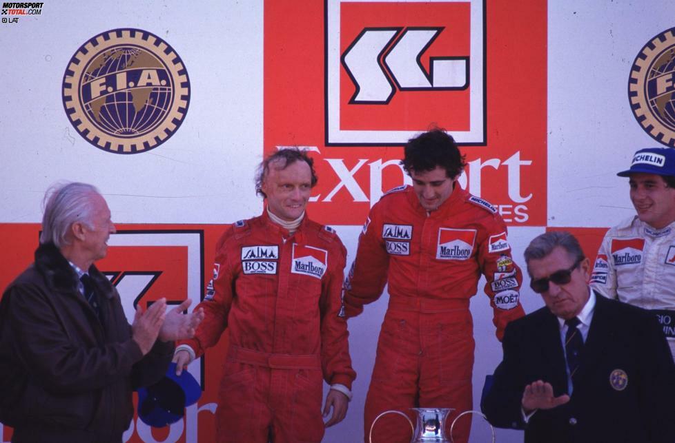Laudas dritter WM-Titel geht als knappste Entscheidung in die Geschichte der Formel 1 ein. Nur ein halber Punkt trennt am Ende den damaligen McLaren-Piloten von seinem Teamrivalen Alain Prost.