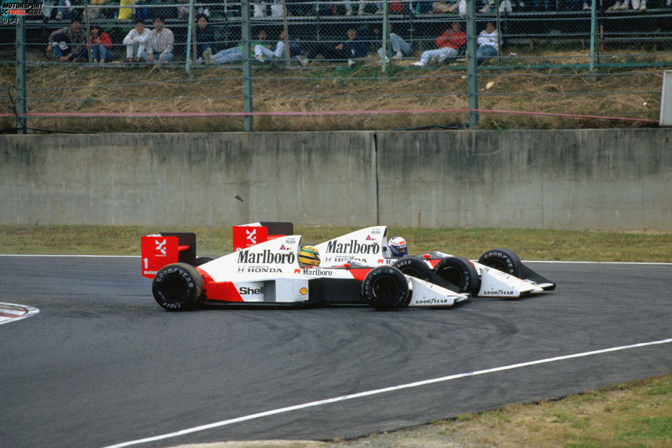 Beim Großen Preis in Suzuka eskaliert der Streit: Senna muss gewinnen, um seine Chancen zu wahren. Er attackiert den in Führung liegenden Prost. Doch der machte die Lücke zu, es kommt zur Kollision. Prost steigt aus, Senna fährt weiter und gewinnt, wird hinterher aber disqualifiziert. Prost sichert sich seinen dritten Weltmeistertitel.