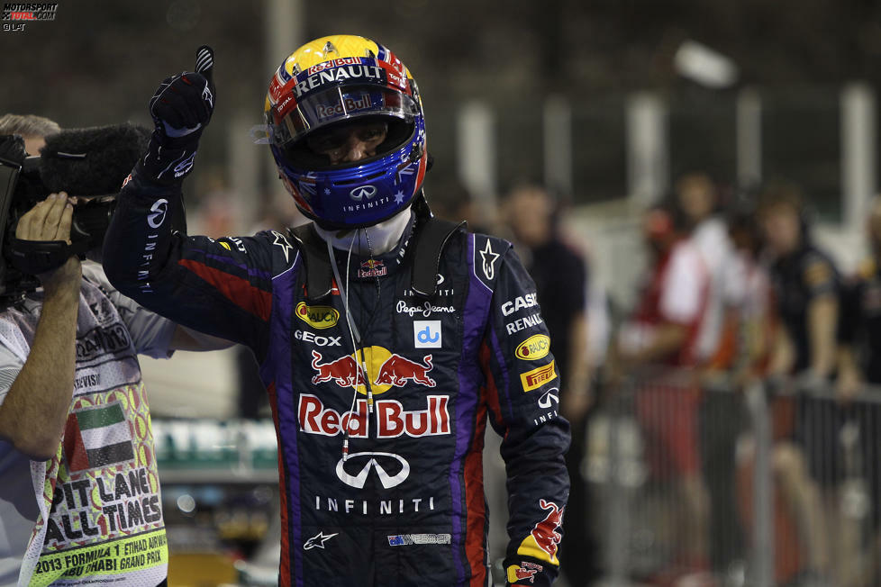 Nach dem Qualifying darf dann bei Red Bull gejubelt werden, allerdings auf der anderen Seite der Box: Mark Webber düpiert Teamkollege Vettel und die beiden Mercedes-Piloten und sichert sich die Pole-Position.