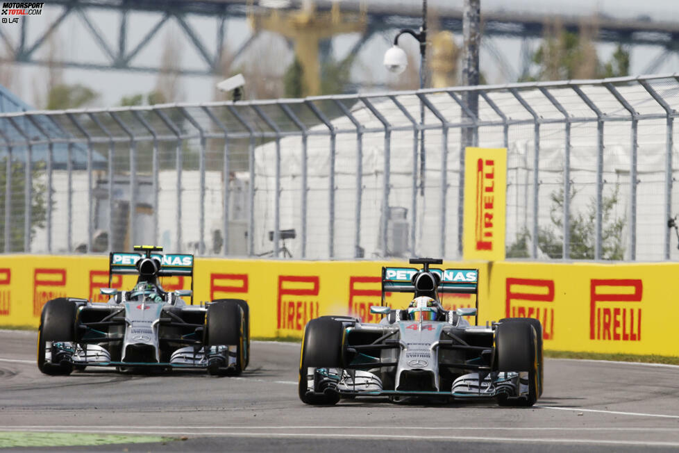 In Kanada spielt das Wunderauto Mercedes verrückt: Bei Hamilton und Rosberg gibt das Energierückgewinnungssystem zur gleichen Zeit den Geist auf, wodurch die Hinterbremse über Gebühr belastet wird. Hamilton scheidet deswegen aus, während Rosberg seine Klasse beweist und das Auto mit guten Rundenzeiten irgendwie ins Ziel trägt. Nur Daniel Ricciardo...