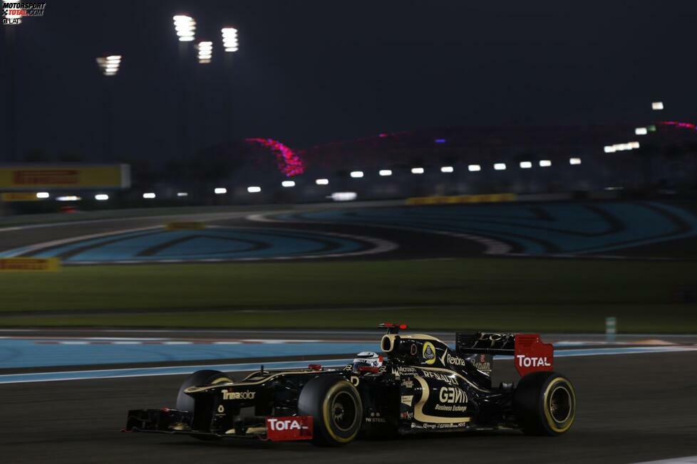 Die beiden anderen Abu-Dhabi-Sieger sind ebenfalls Weltmeister: Lewis Hamilton, Weltmeister 2008, gewann im Jahr 2011 auf McLaren. Kimi Räikkönen, Weltmeister 2007, siegte im Jahr 2012 auf Lotus (Foto). Räikkönens Sieg beim Grand Prix von Abu Dhabi 2012 war sein erster seit dem Grand Prix von Belgien 2009. Kurz darauf zog sich der Finne für zwei Jahre aus der Formel 1 zurück. Seit seinem Abu-Dhabi-Sieg 2012 hat er ein weiteres Rennen gewonnen: Den Grand Prix von Australien 2013 - ebenfalls auf Lotus.