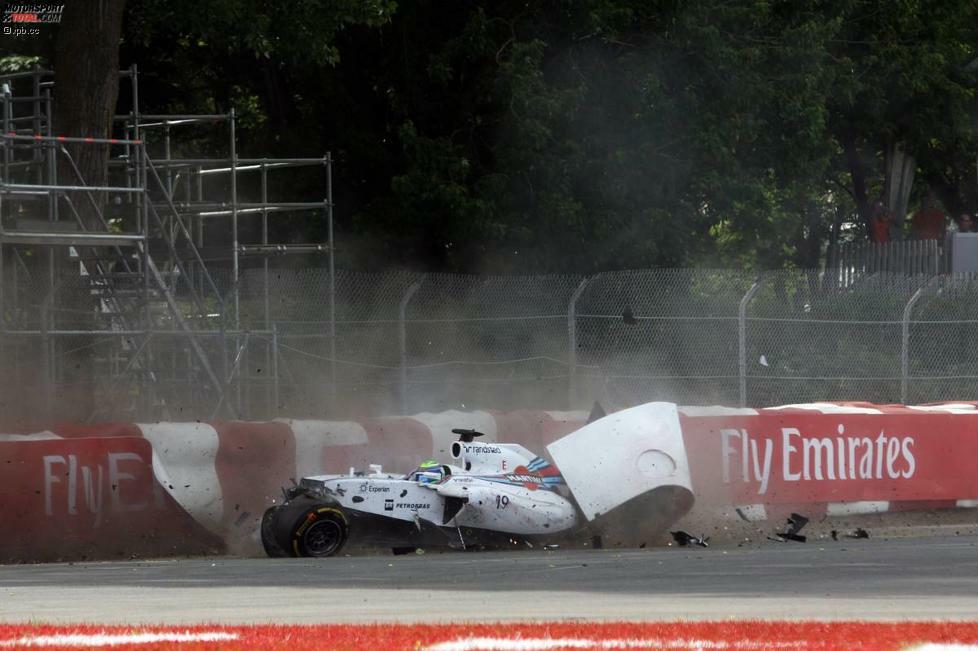 In Kanada war Felipe Massa schon wieder das Opfer: Namen wiederholen sich, denn der Übeltäter hieß in diesem Fall Sergio Perez. Wobei die Rollenzuweisung zu relativieren ist, schließlich stritten sich beide Teams in der Folge wochenlang über Schuldfrage. Die FIA schob letztlich dem Force-India-Piloten den Schwarzen Peter zu.