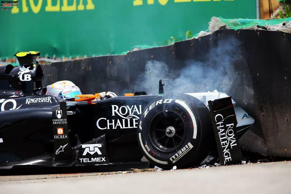 Die gab es hingegen von Daniel Juncadella: Als der Force-India-Tester im Freien Training von Sao Paulo den VJM07 von Teamkollege Perez in die Reifenstapel knallte, war er ziemlich zerknirscht und sagte: 