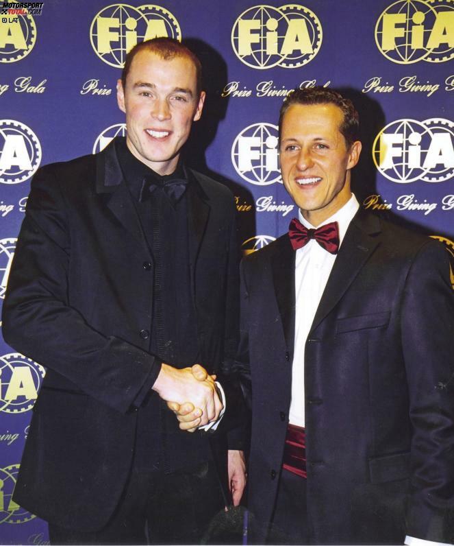 FIA Gala 2001 - Die besten Lenkradartisten des Jahres: Rallye-Weltmeister Richard Burns und Formel-1-Weltmeister Michael Schumacher.