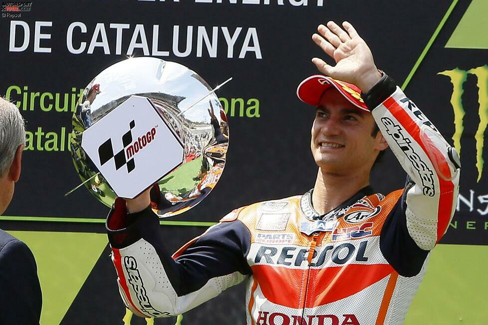 Zum ersten Mal in dieser Saison erobert Dani Pedrosa als Dritter einen Podestplatz. Nach seiner Unterarmoperation findet der Honda-Fahrer mit jedem Rennen zu alter Form zurück.