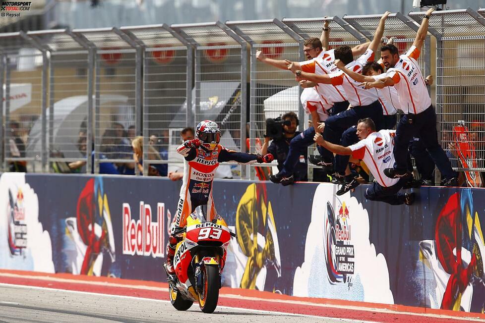 An der Spitze ist Marc Marquez nicht mehr einzuholen. Der zweimalige Weltmeister feiert seinen ersten Saisonsieg.