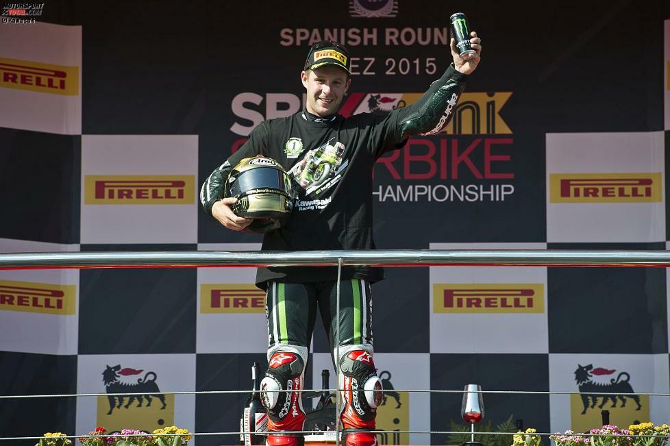 Rennen 21 bringt zwar nur Platz vier, aber das reicht für den Titelgewinn. Nach dem ersten Rennen in Jerez kann Rea feiern. Er ist der fünfte britische Superbike-Weltmeister.